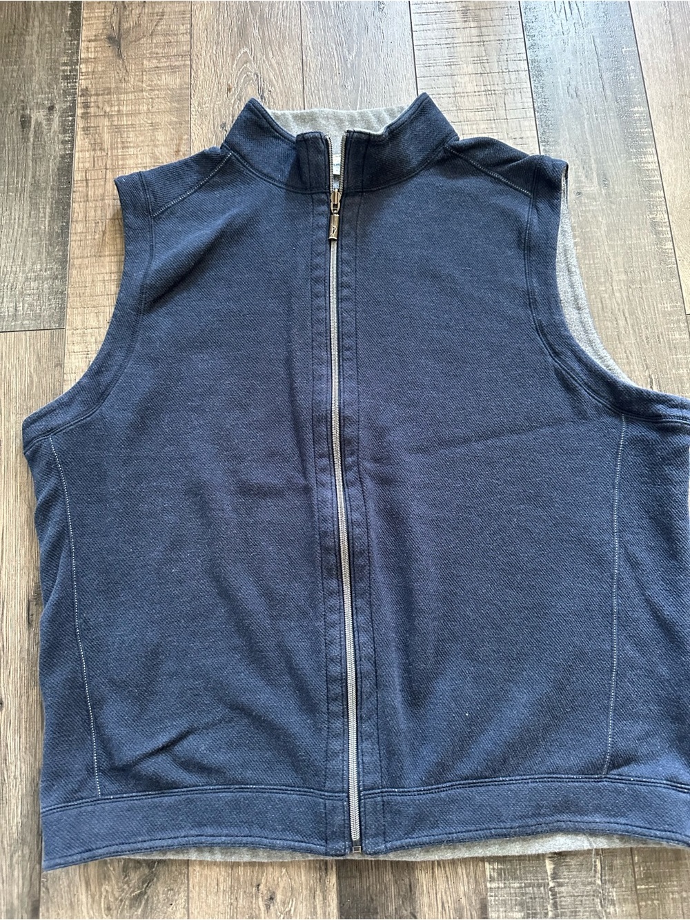 Tommy Bahama Reversible Full Zip Vest Mens XL Sleeveless Golf Blue Gray